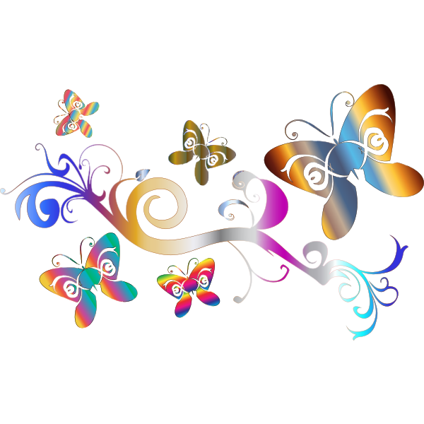 Vector image of butterflies and flowers decorative wallpaper