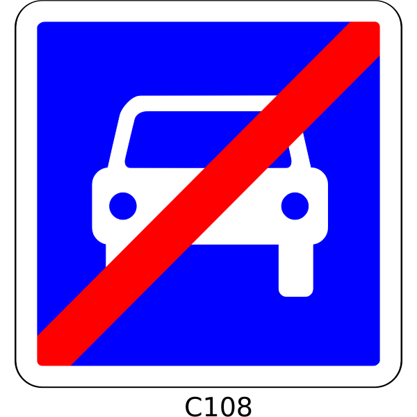 Vector illustration of end of regulated highway roadsign