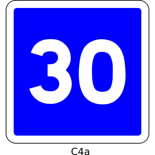Vector drawing of 30mph speed limit informatory road sign