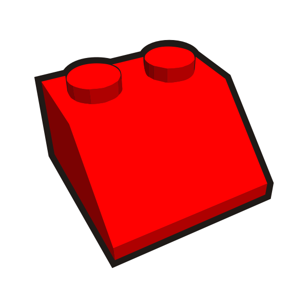 1x2 tilted kid's brick element red vector drawing