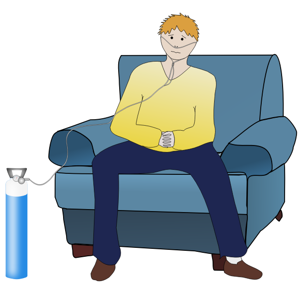 Vector illustration of pulmonary disease patient