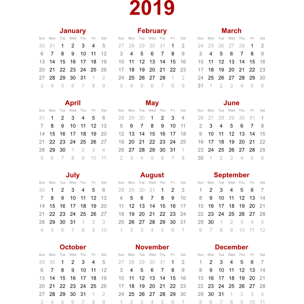 Calendar2019
