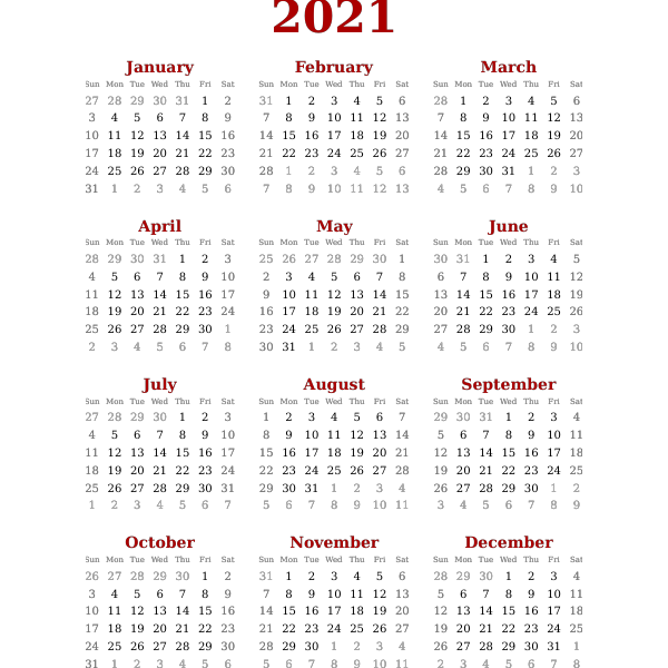 Calendar2021