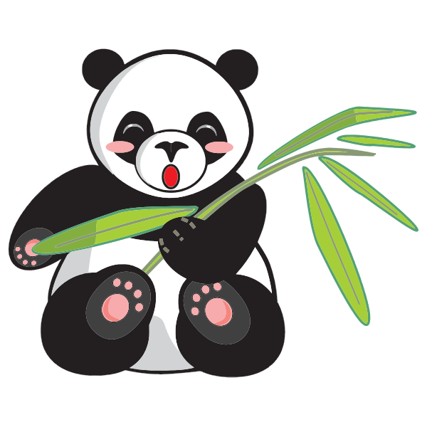 Cartoon panda and bamboo