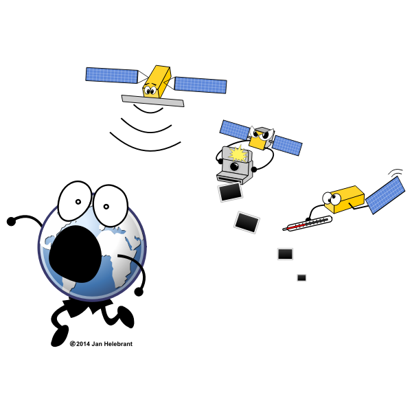 Cartoon sentinel satellites