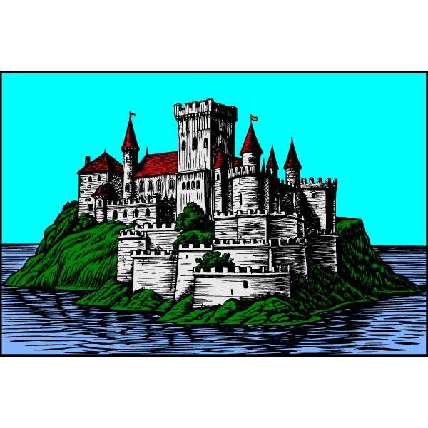 Castle on an island in the middle of a lake