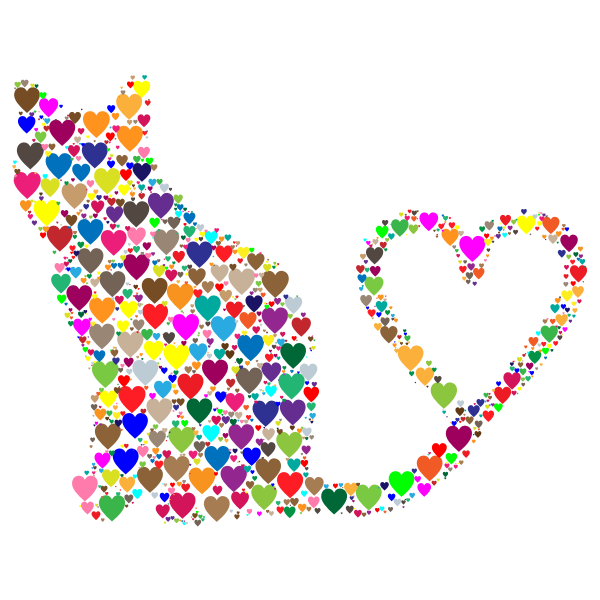 Download Cat 2 Silhouette Heart Tail Hearts 6 Free Svg