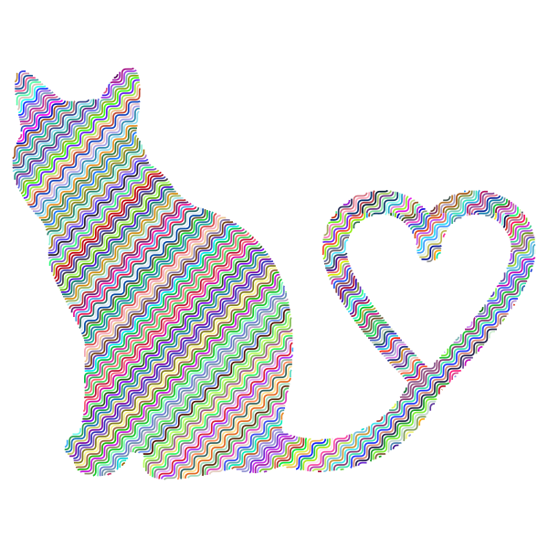 Cat 2 Silhouette Heart Tail Waves