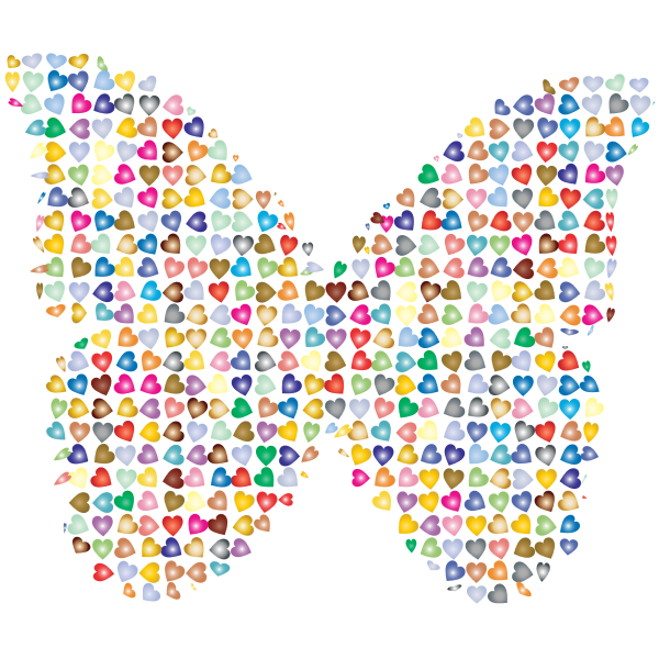 Chaotic Colorful Hearts Butterfly 2