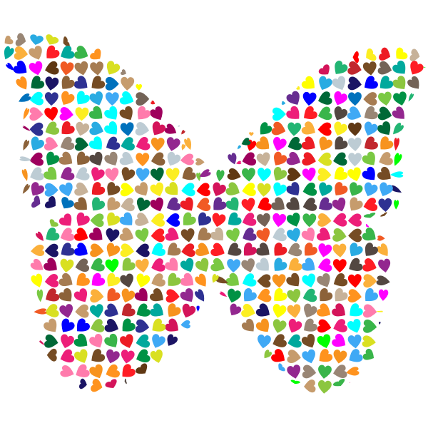Chaotic Colorful Hearts Butterfly