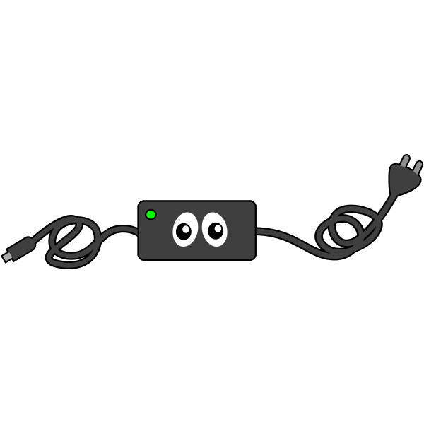 Funny computer charger crying eye vector