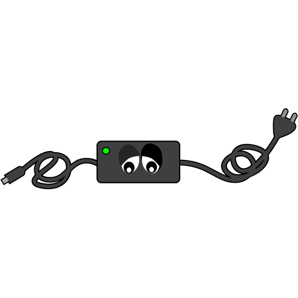 Computer charger sad eye looking down vector illustration