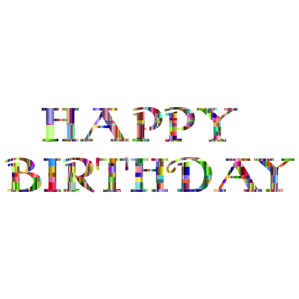 Checkered Chromatic Happy Birthday Typography