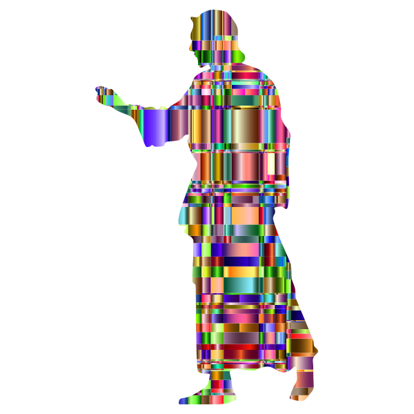Checkered Chromatic Jesus Christ Silhouette | Free SVG