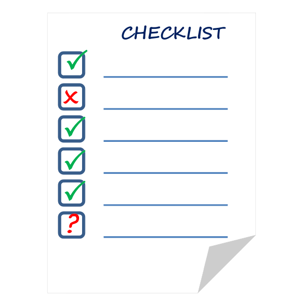 Checklist on paper sheet