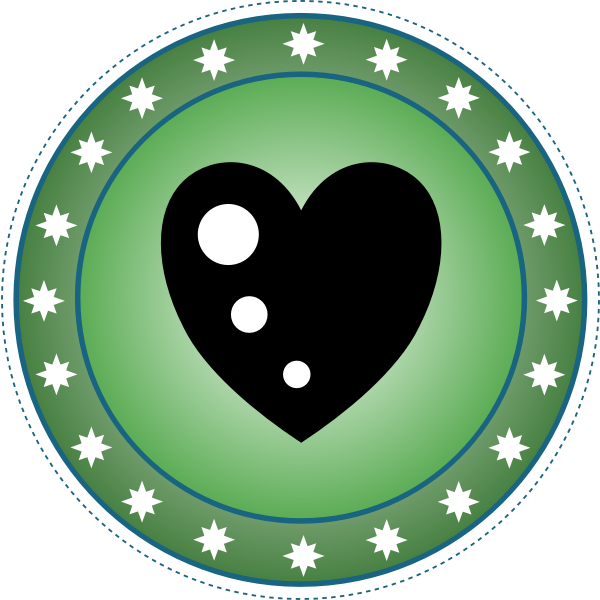 Green heart badge vector illustration