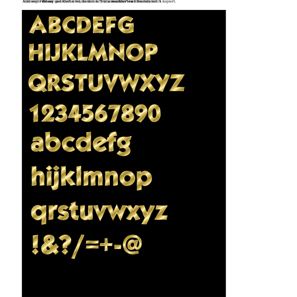 Vector image of fancy alphabet in gold