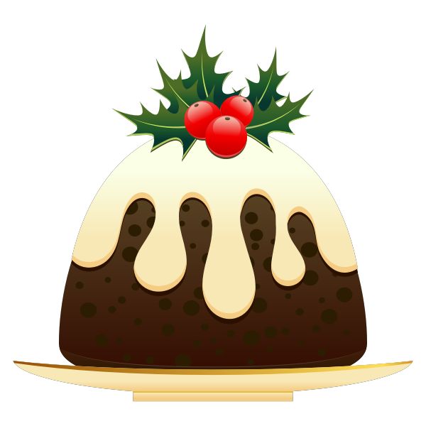 Christmas pudding with mistletoe vector graphics