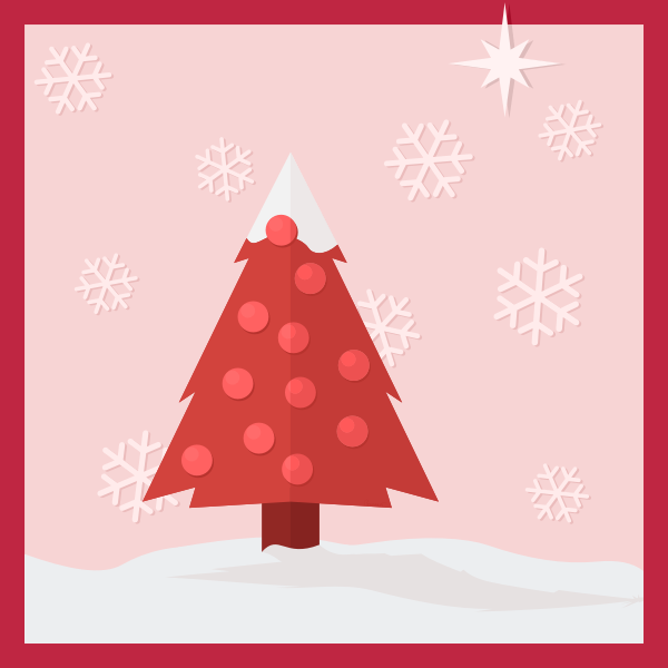 Christmas tree in the snow greeting card vector clip art