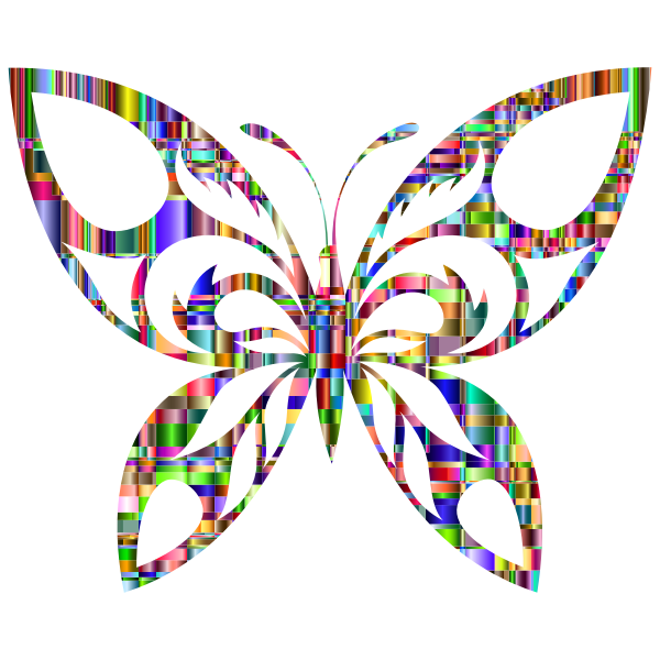Chromatic Checkered Tribal Butterfly Silhouette