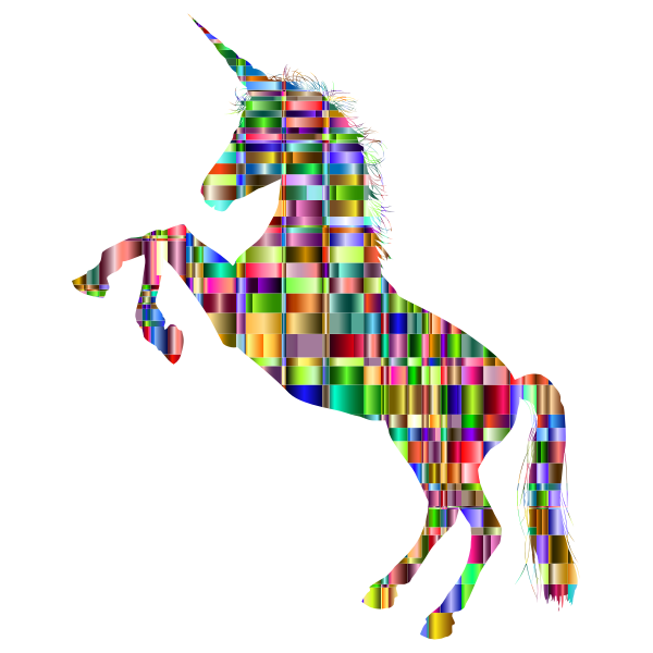 Chromatic Checkered Unicorn Silhouette