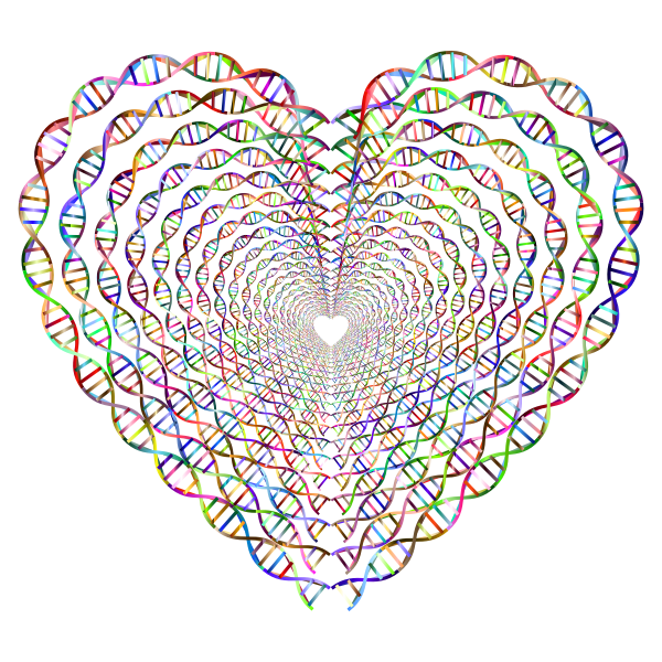 Chromatic DNA Helix Heart Tunnel No Background