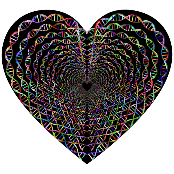 Chromatic DNA Helix Heart Tunnel