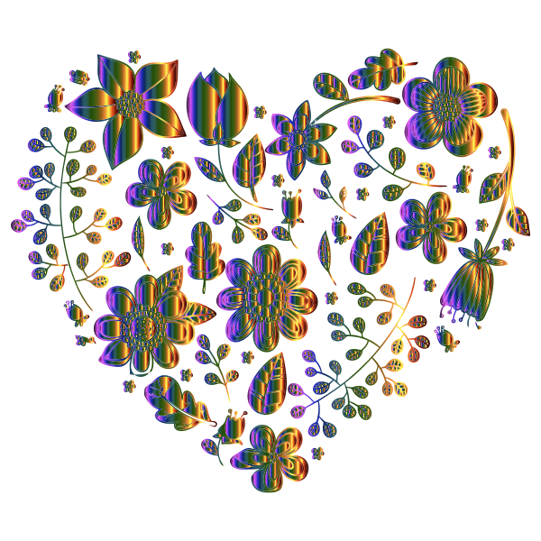 Chromatic Floral Heart No Background