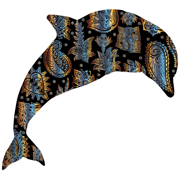 Chromatic Floral Pattern Dolphin 2