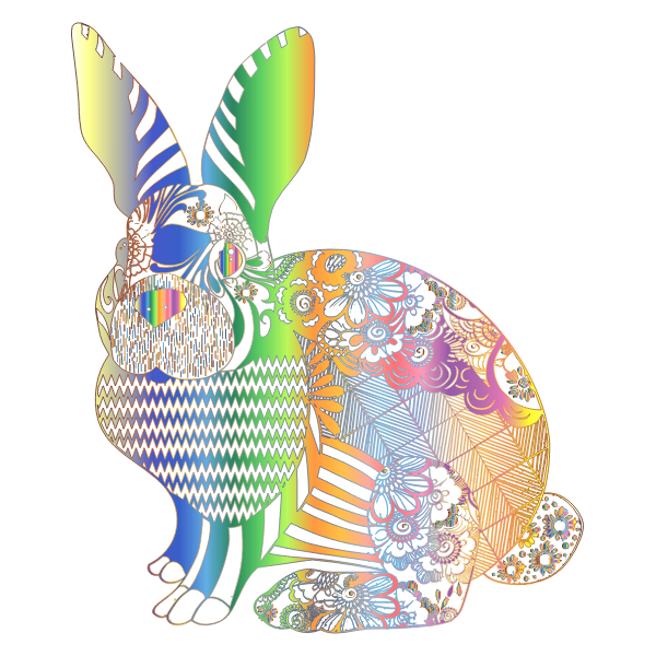 Chromatic Floral Rabbit No Background