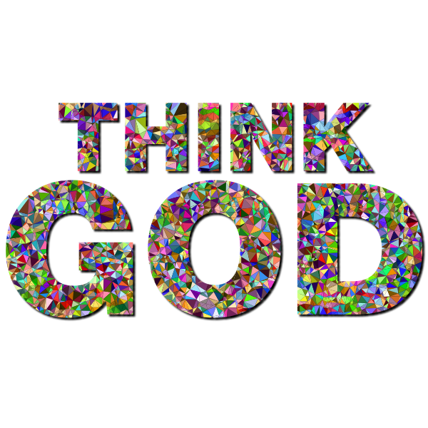 Chromatic Gem Low Poly Think God Typography With Drop Shadow