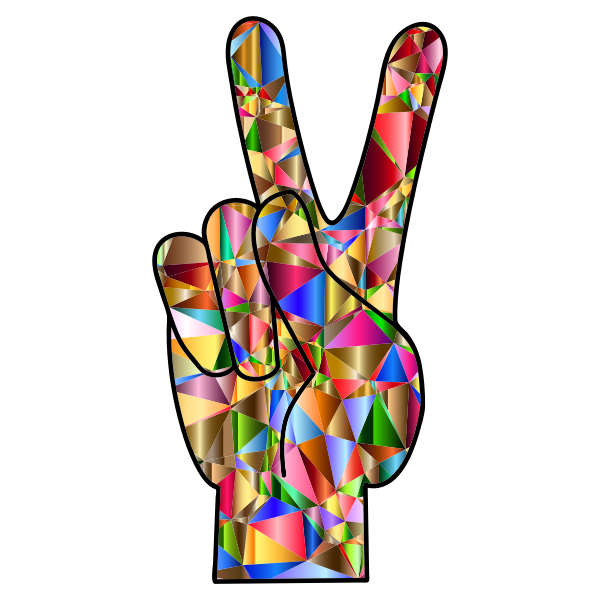 Chromatic Low Poly Peace Hand Sign