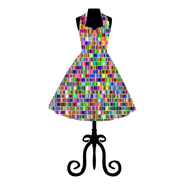 Chromatic Mosaic 1950s Vintage Dress