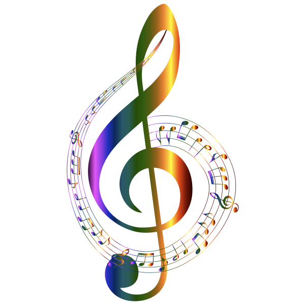 Chromatic Musical Notes Typography No Background