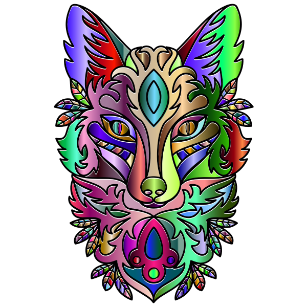 Chromatic Ornamental Fox Line Art