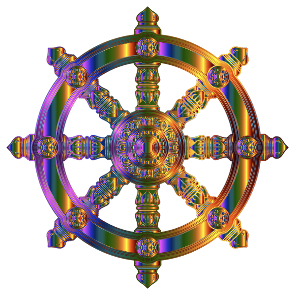 Chromatic Ornate Dharma Wheel 2