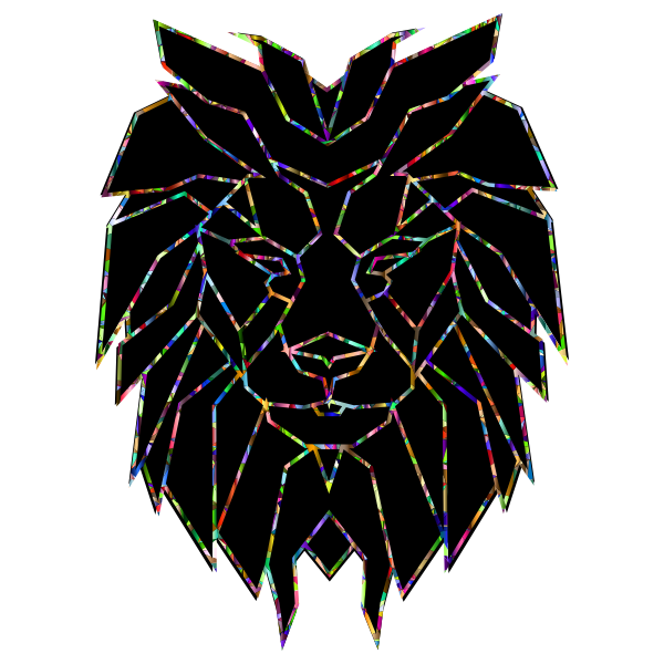 Chromatic Polygonal Lion Face