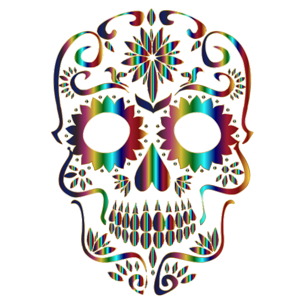 Download Chromatic Sugar Skull Silhouette 3 No Background | Free SVG
