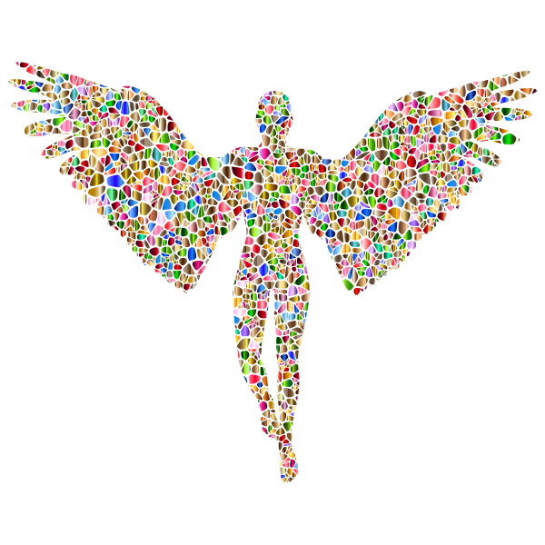 Chromatic Tiled Angel Silhouette No Background