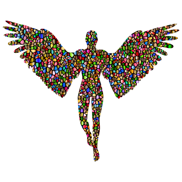 Chromatic Tiled Angel Silhouette | Free SVG