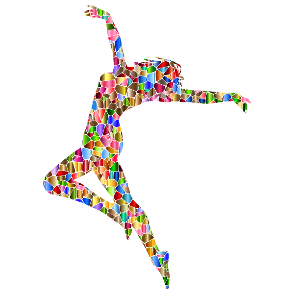 Tiled Carefree Dancing Woman Silhouette
