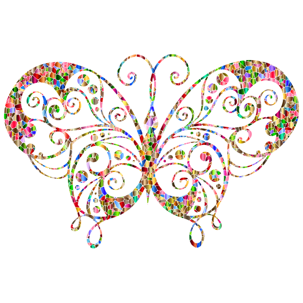 Chromatic tiled flourish butterfly Silhouette