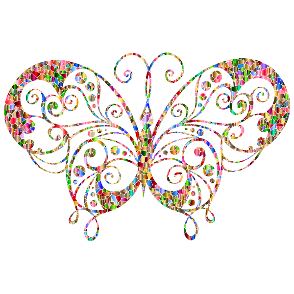 Download Chromatic Tiled Flourish Butterfly Silhouette Free Svg PSD Mockup Templates