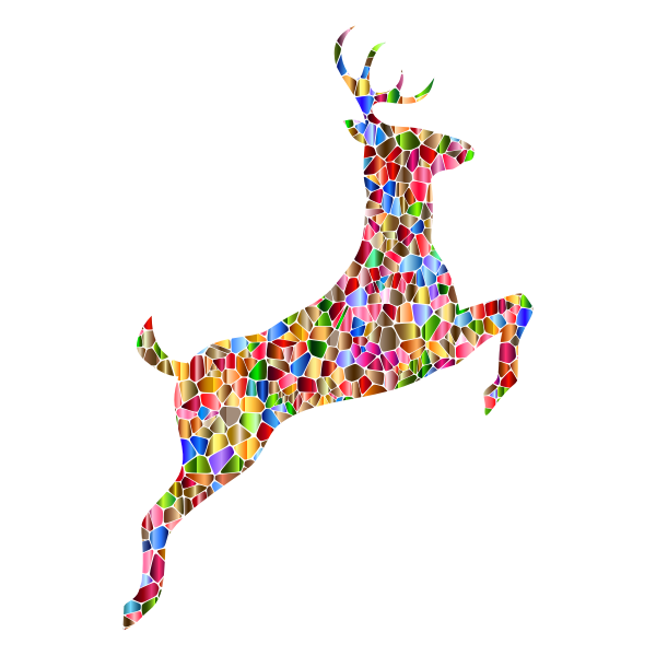 Chromatic Tiled Leaping Deer Silhouette