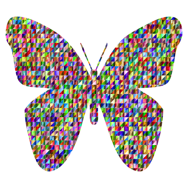 Chromatic Triangular Retro Floral Butterfly