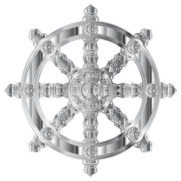 Chrome Ornate Dharma Wheel Variation 2