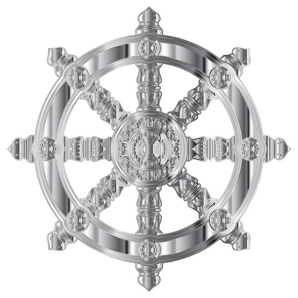 Chrome Ornate Dharma Wheel