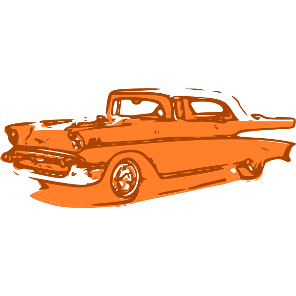 Orange classic car vector clip art - Free SVG