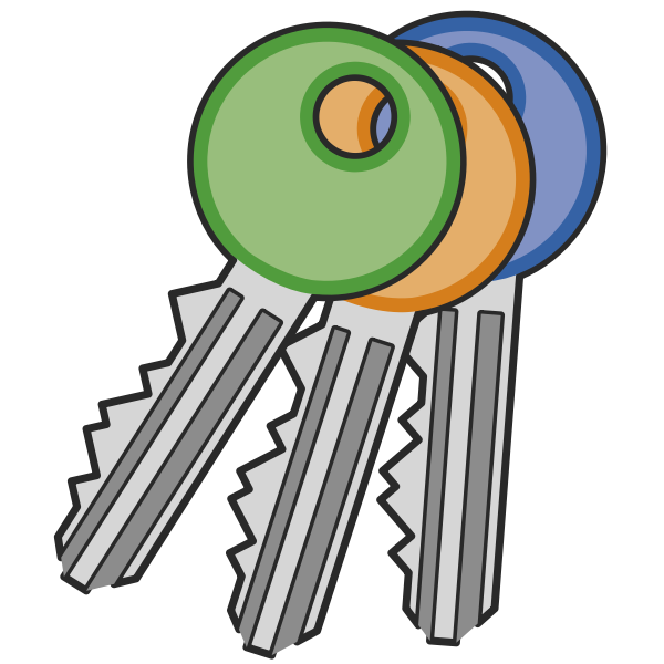 Three colored door lock keys vector illustration