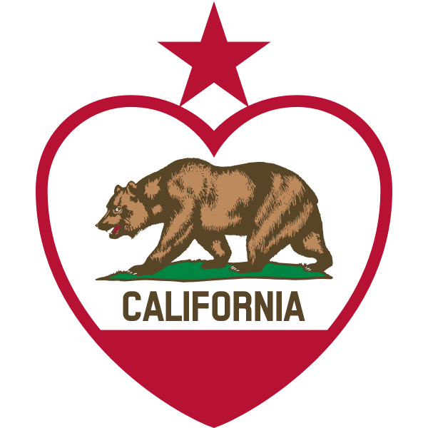 Flag of California Republic in heart shape vector image